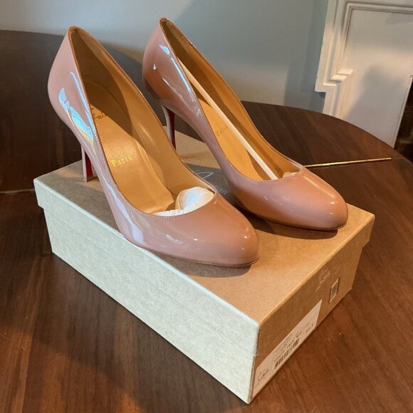 Christian Louboutin Dolly Pump 85 Blush Nude Leather Classic Heel - Picture 1 of 9